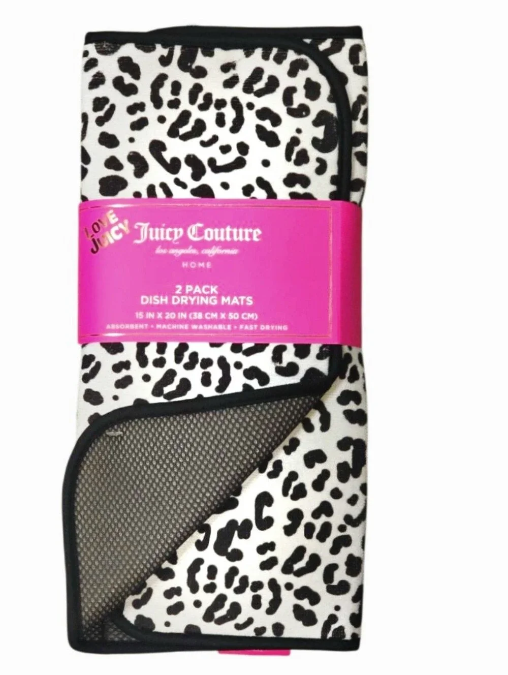 Juicy Couture Home 2-PK Leopard Print Dish Drying Mats